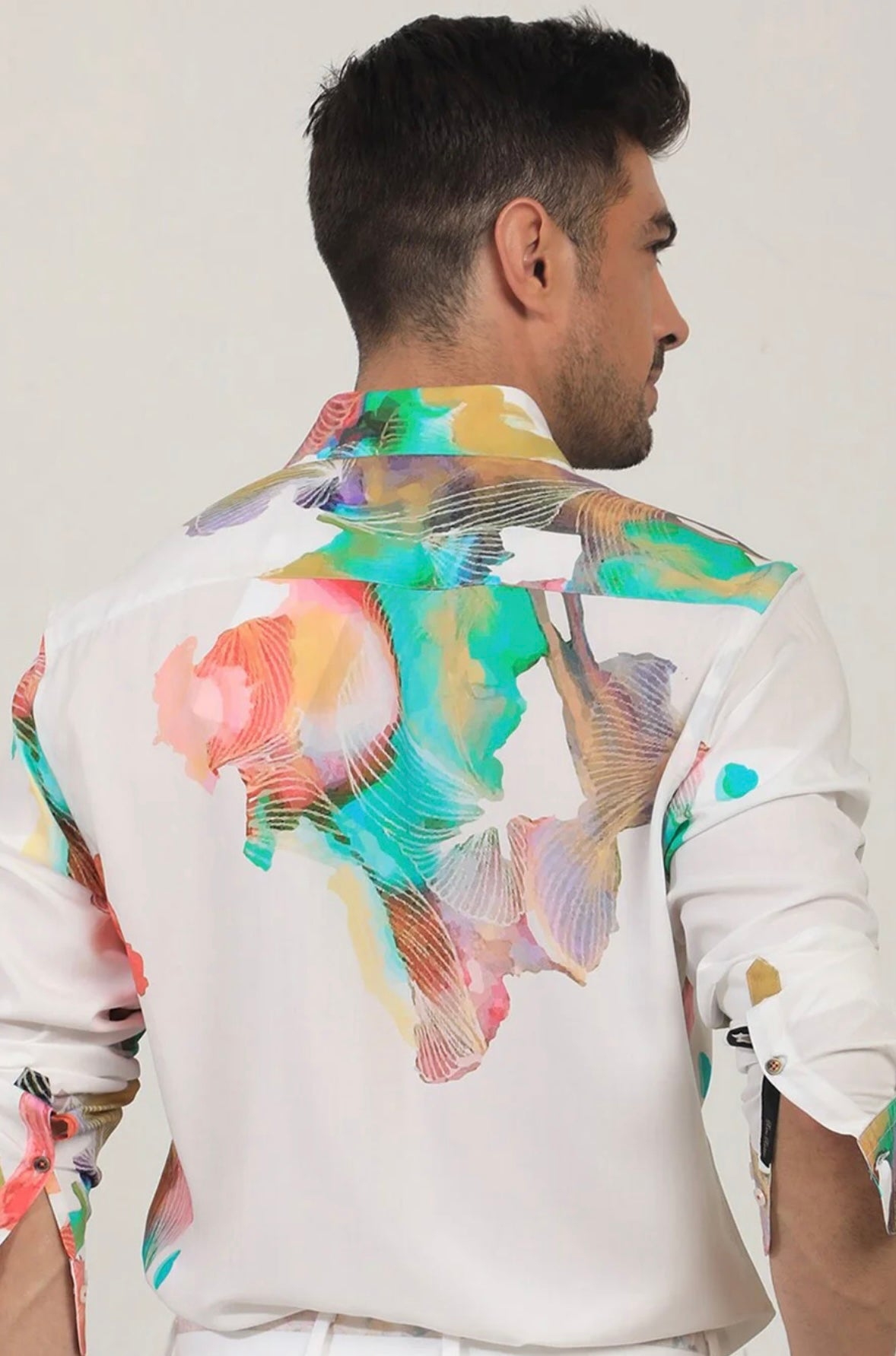 RARE RABBIT Men White Regular Fit Abstract Print Casual Shirt