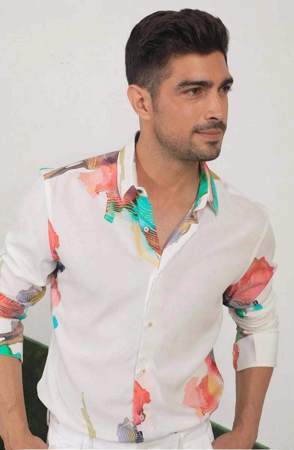 RARE RABBIT Men White Regular Fit Abstract Print Casual Shirt