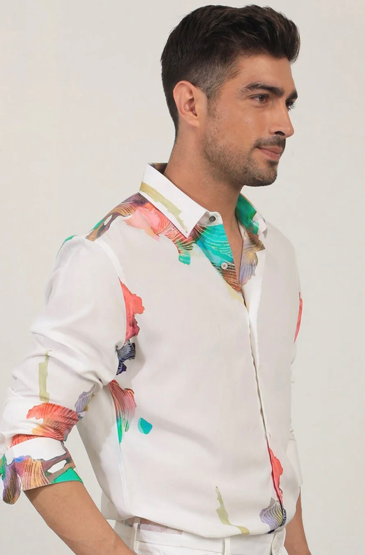 RARE RABBIT Men White Regular Fit Abstract Print Casual Shirt